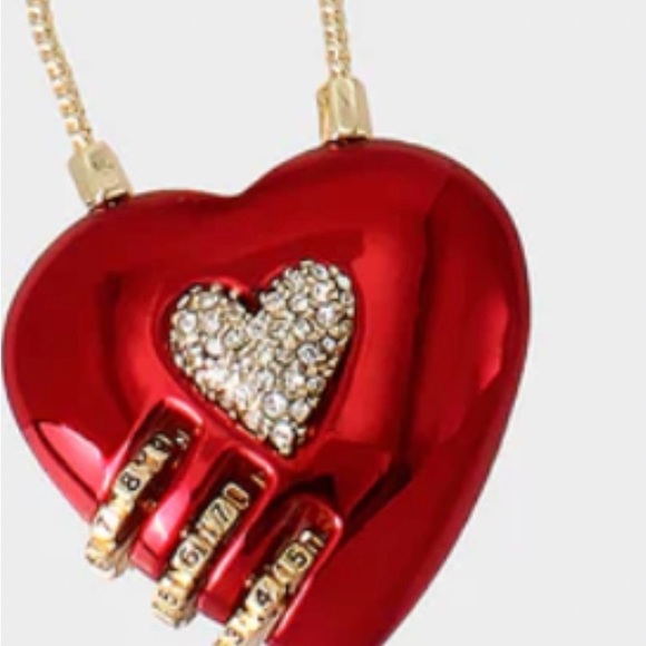 Betsy Johnson Red•Gold tone•Heart Padlock Earrings - Picture 5 of 5